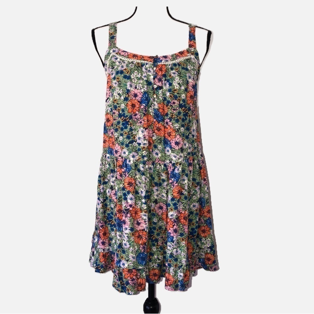 Wild Fable Floral Print Jumper Style Sundress Size Small Crochet Cottage Prairie